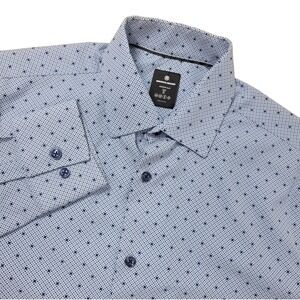 Brooklyn Brigade Modern Slim Mens Medium Blue All Over Performance Button Up LS